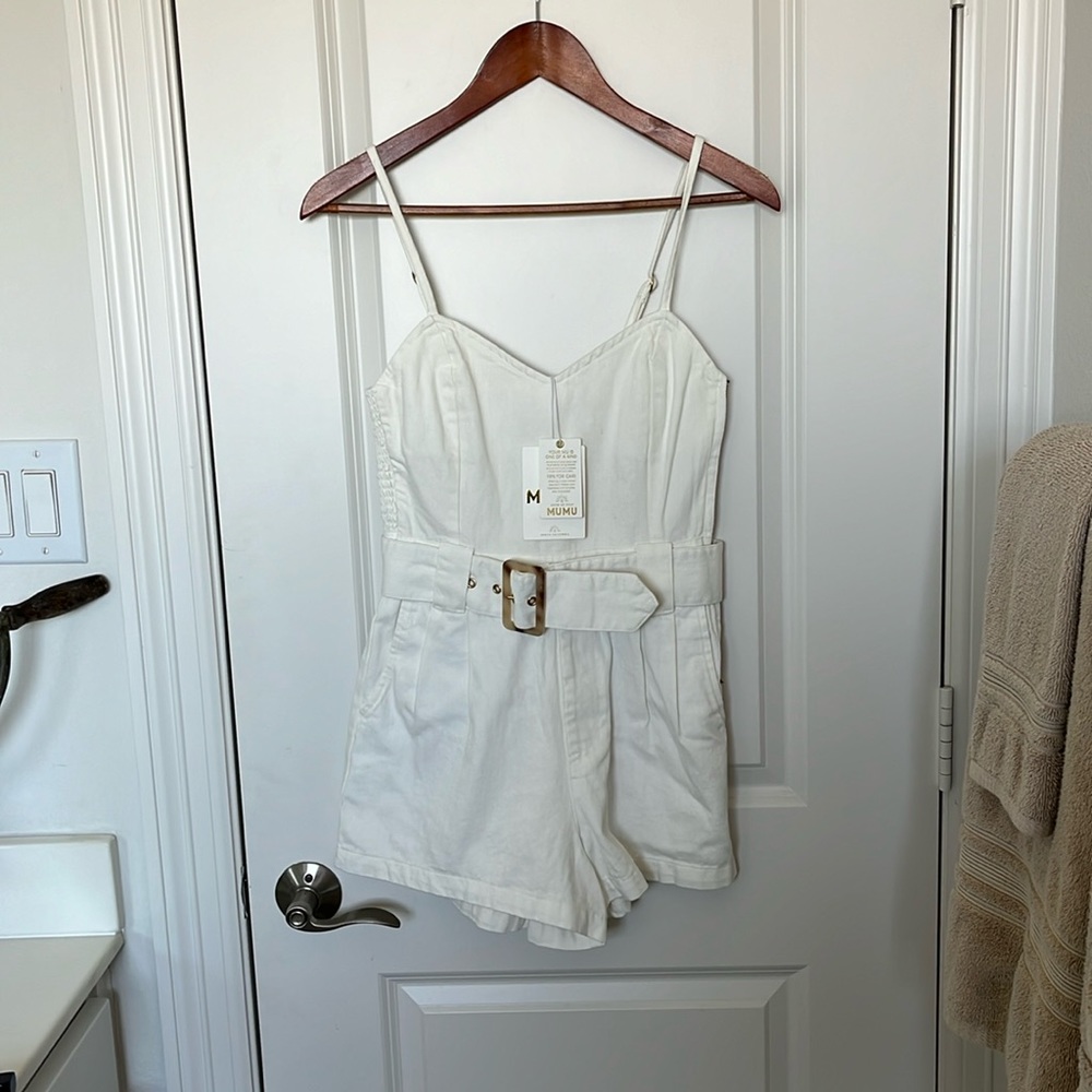 White Jean Romper